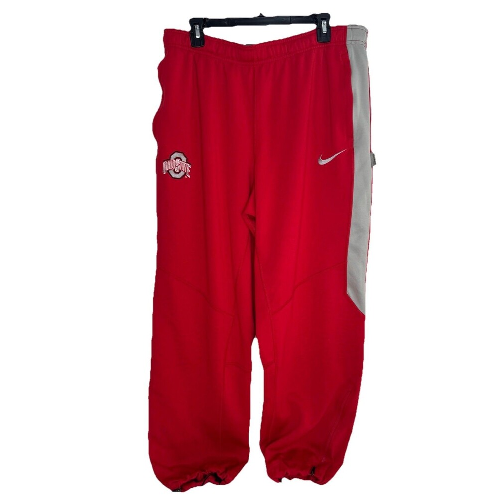 Nike Ohio State Buckeyes Pants Mens XL Red  Ankle Zip Tapered Jogger Sweatpants